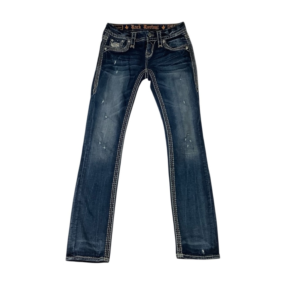 Rock Revival Lanlan Straight Jeans Sz 25 Dark Blue